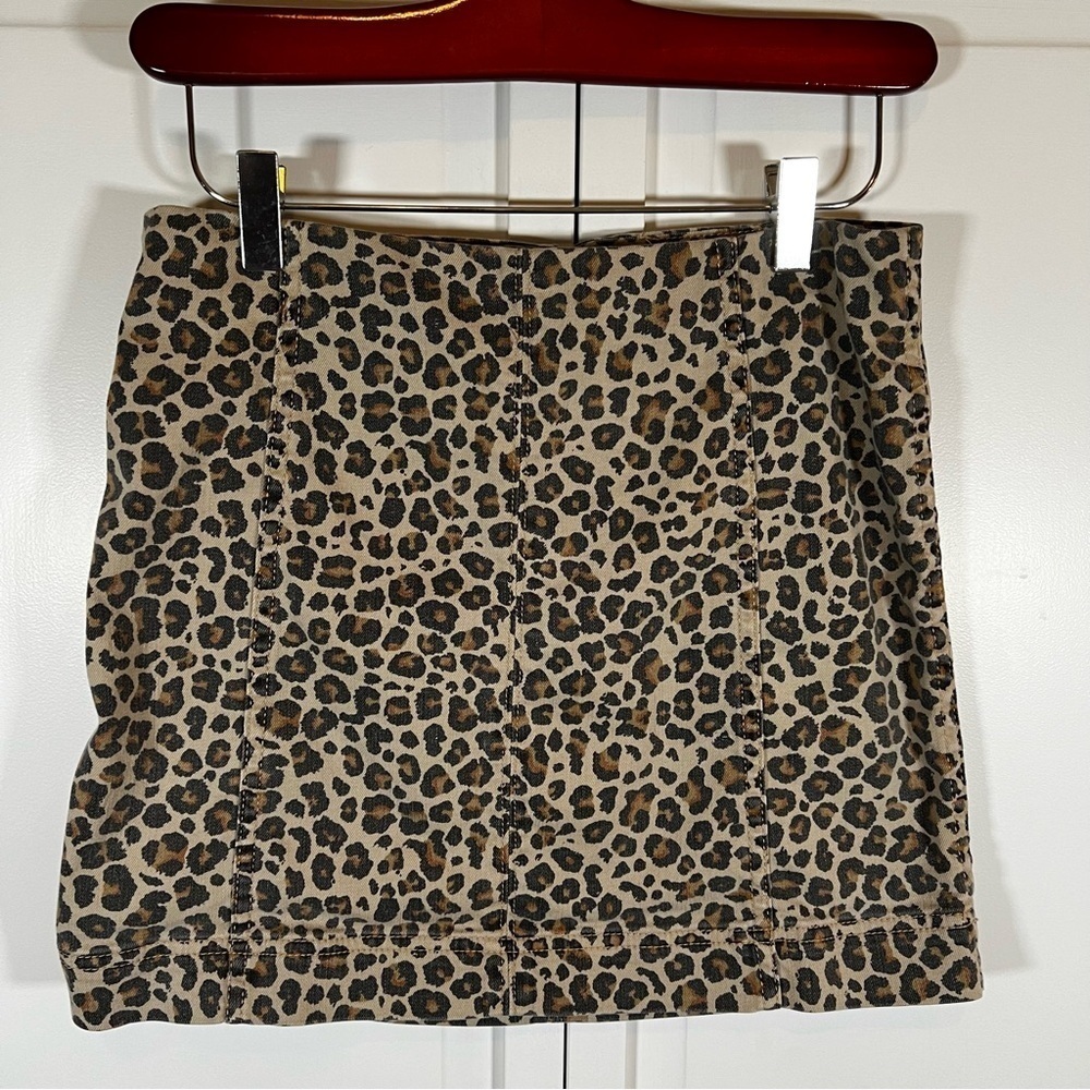 Y2K Mini‎ Skirt Women's Size 28 Medium Animal Print Leopard Black Brown Jolt